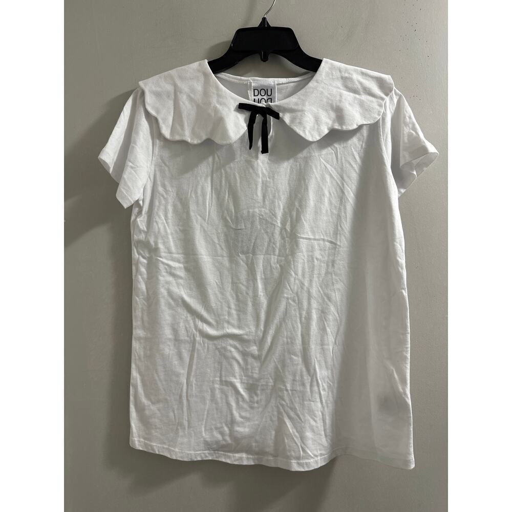 DOUUOD kids white top with collar size 14 New